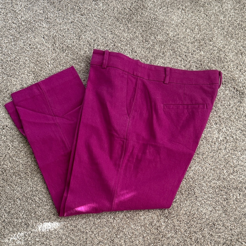 Loft Vibrant Magenta Riviera Slim Linen Pants